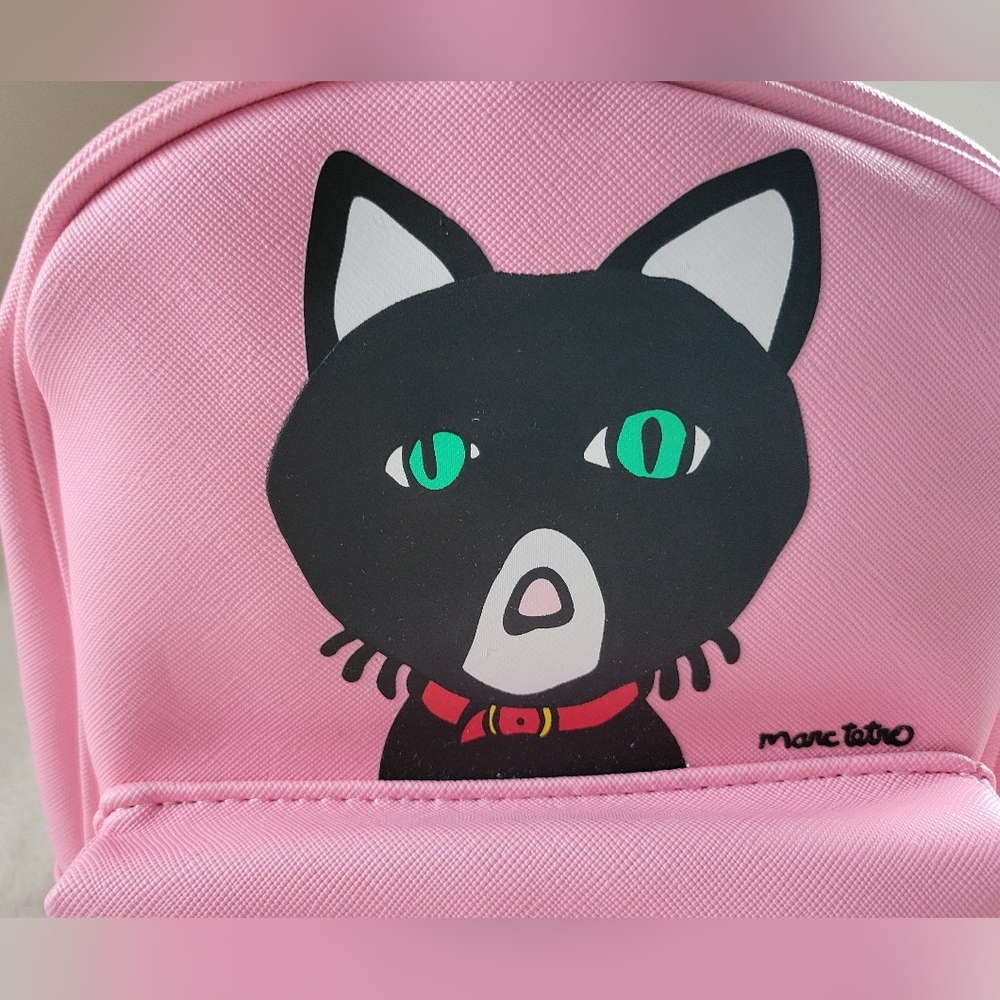 ✨️HP✨️Marc Tetro | NWOT Cute Small Pink Black Cat Backpack - Picture 6 of 11